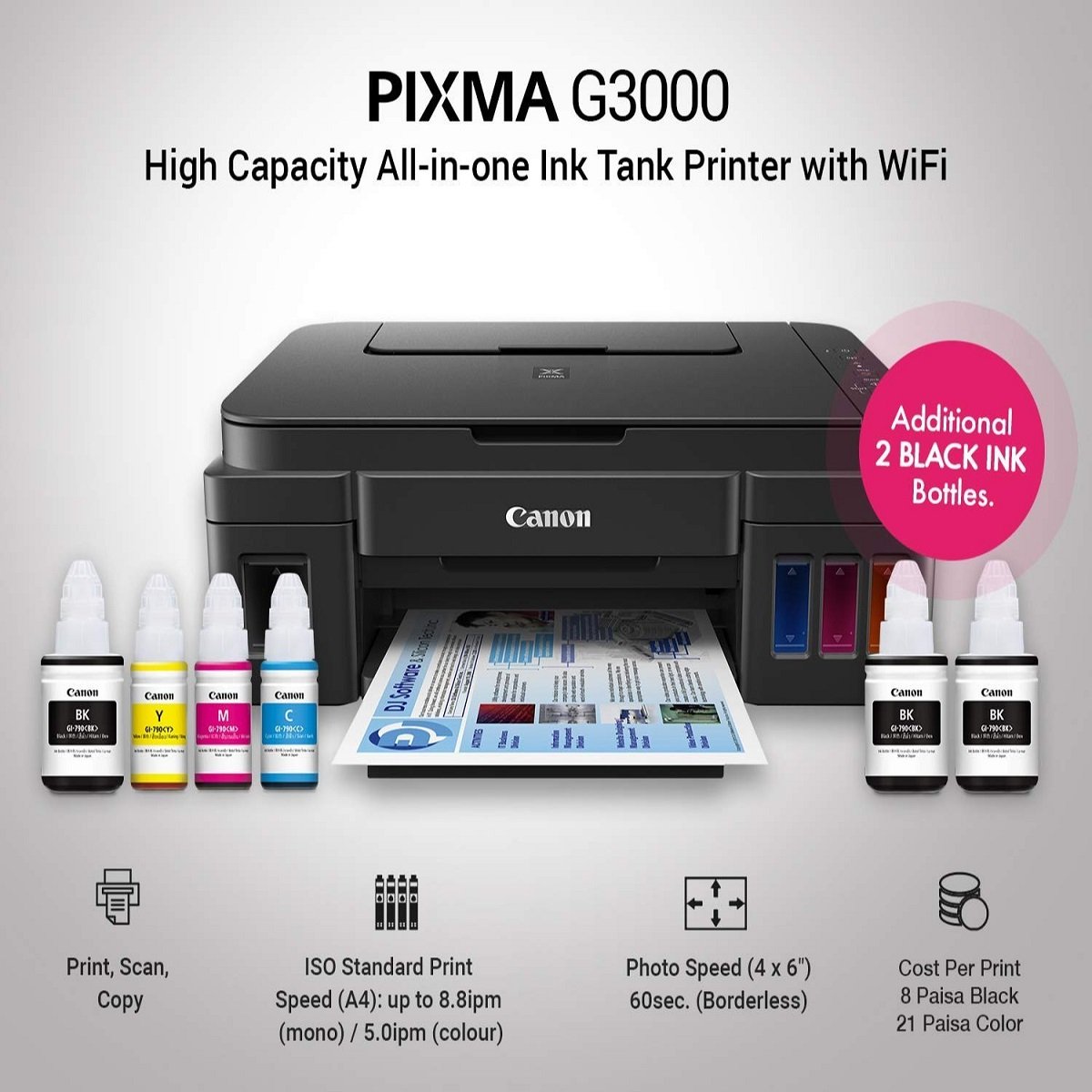 You are currently viewing Best Colour Ink Tank Printer Under Rs.15000 In India :Canon PIXMA MegaTank G3000 All in One WiFi Inktank Colour Printer